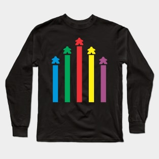 Rainbow Meeple Rocket Long Sleeve T-Shirt